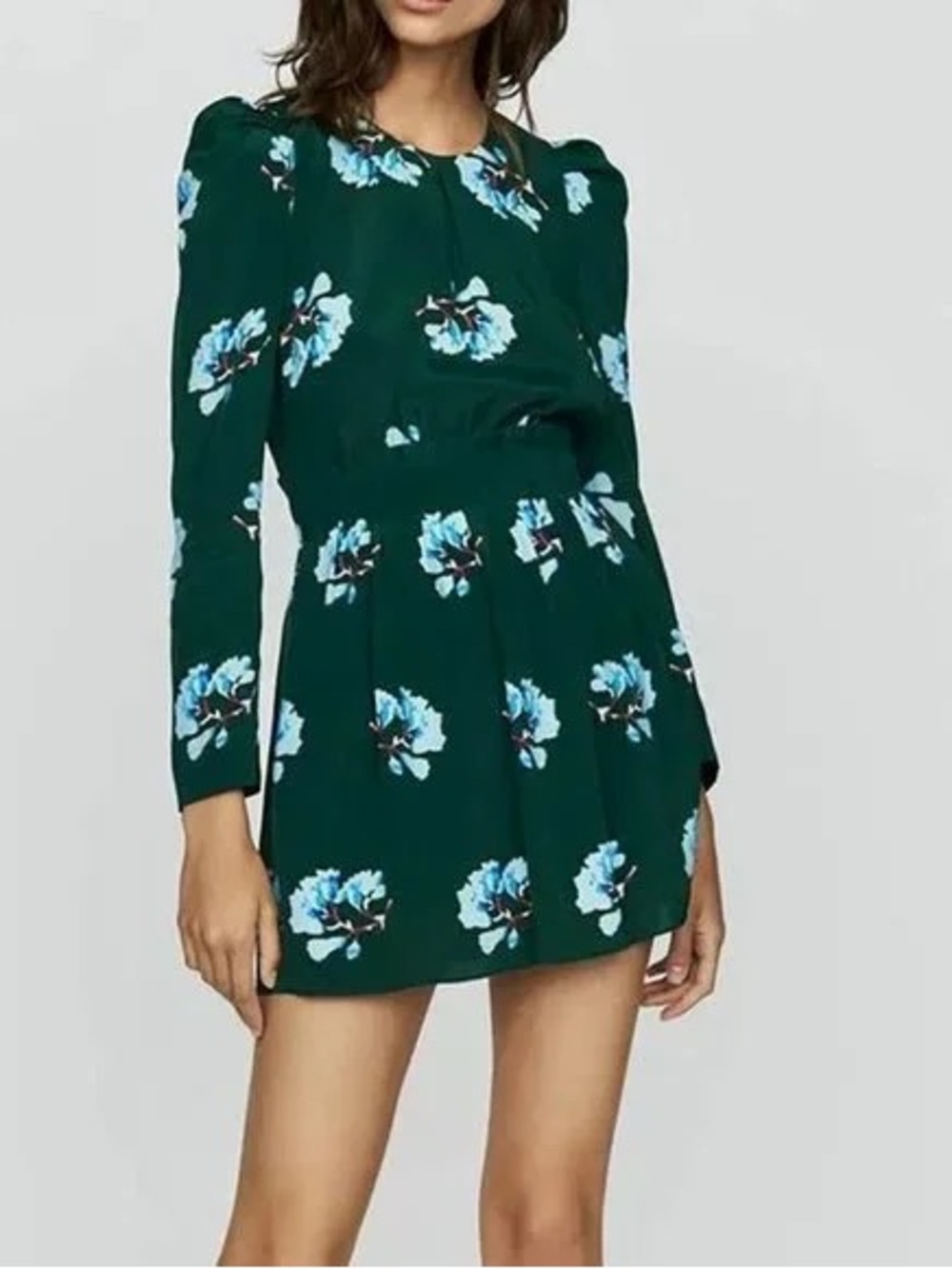 Maje Silk Blend Ikoise Pleated Floral Print Mini Dress Fr38/ US M